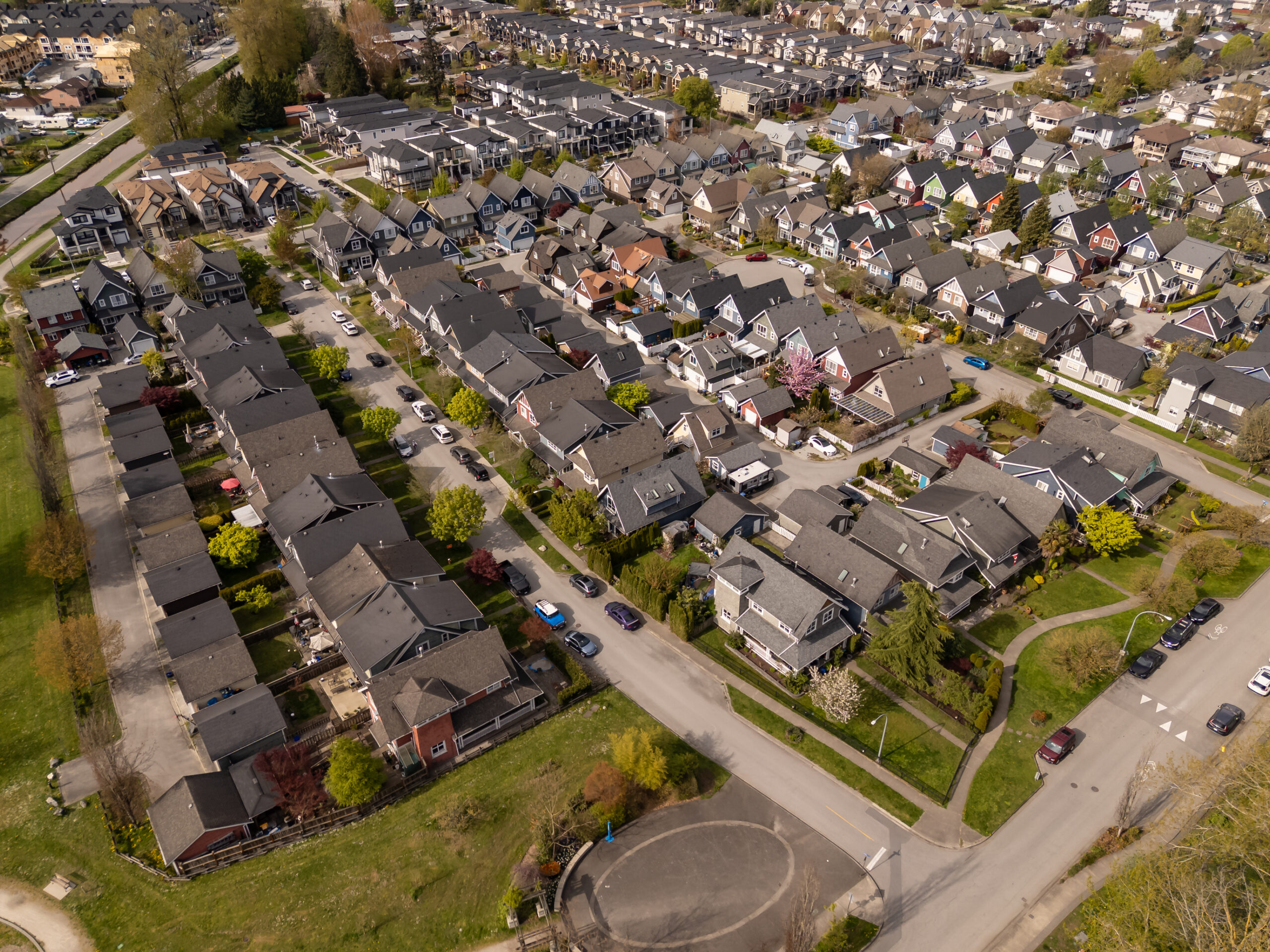 Aerial View of Suburban Neighborhood in BC, Canada During Daytime
